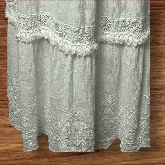 Johnny Was Jade Dress Midi White Embroidered Eyelet Boho Tiered Lined SZ L Cotta - Picture 9 of 15